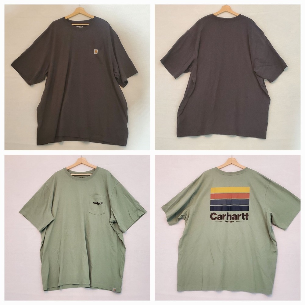 Carhartt Pocket Tshirts (Lot Of 2)Loose Relaxed Fit Mens 4XL Green Gray Workwear